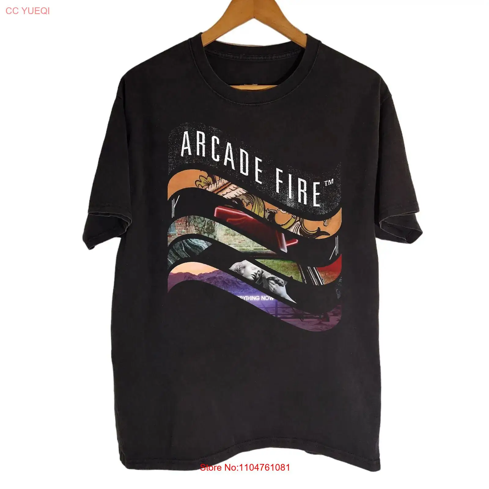 Arcade No - RARE Arcade Fire Czarna Bawełniana Koszulka